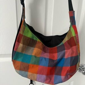 BAGGU Medium Nylon Crescent Bag in Madras Print